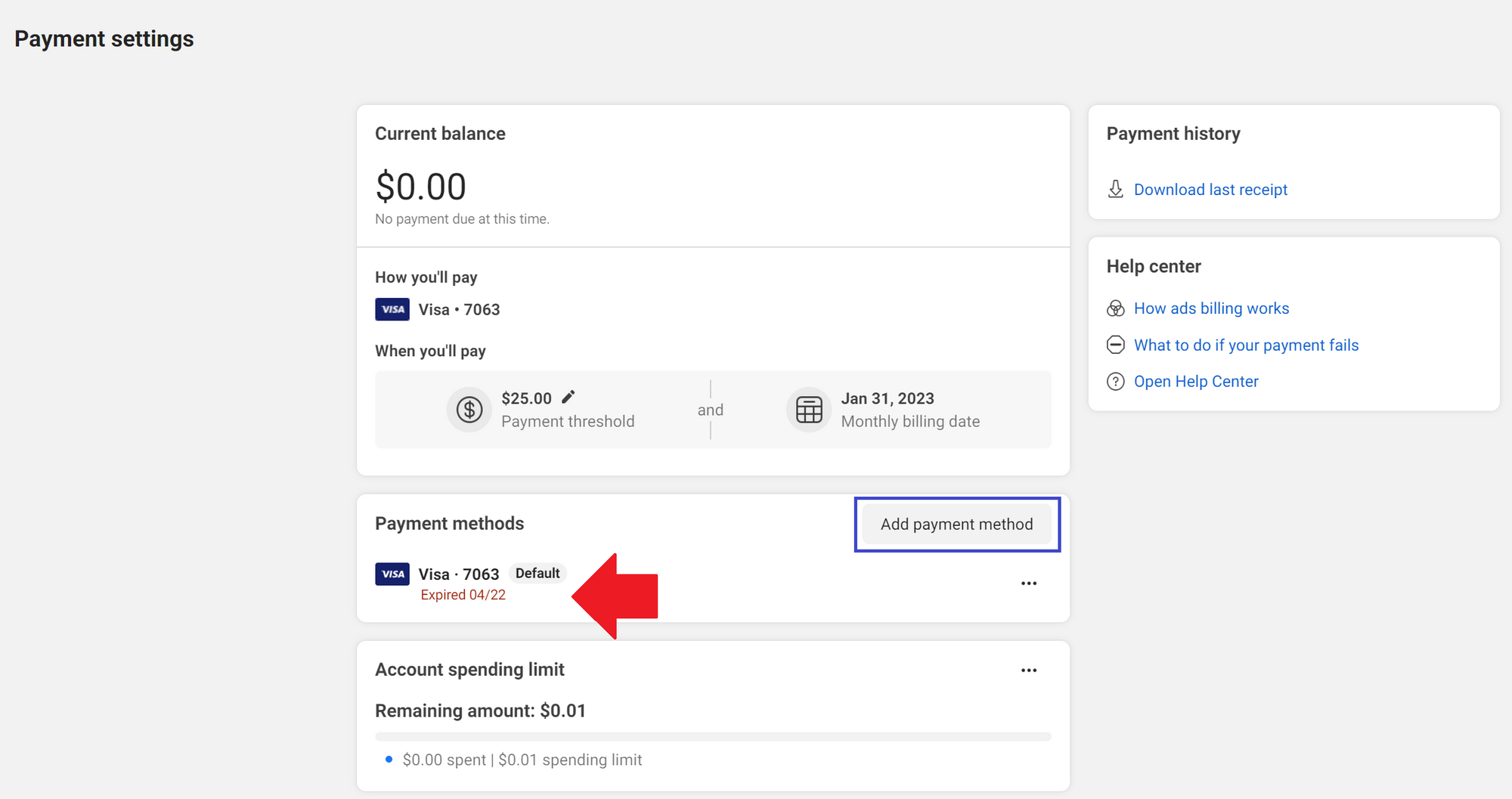 Unable to Add VISA Card
